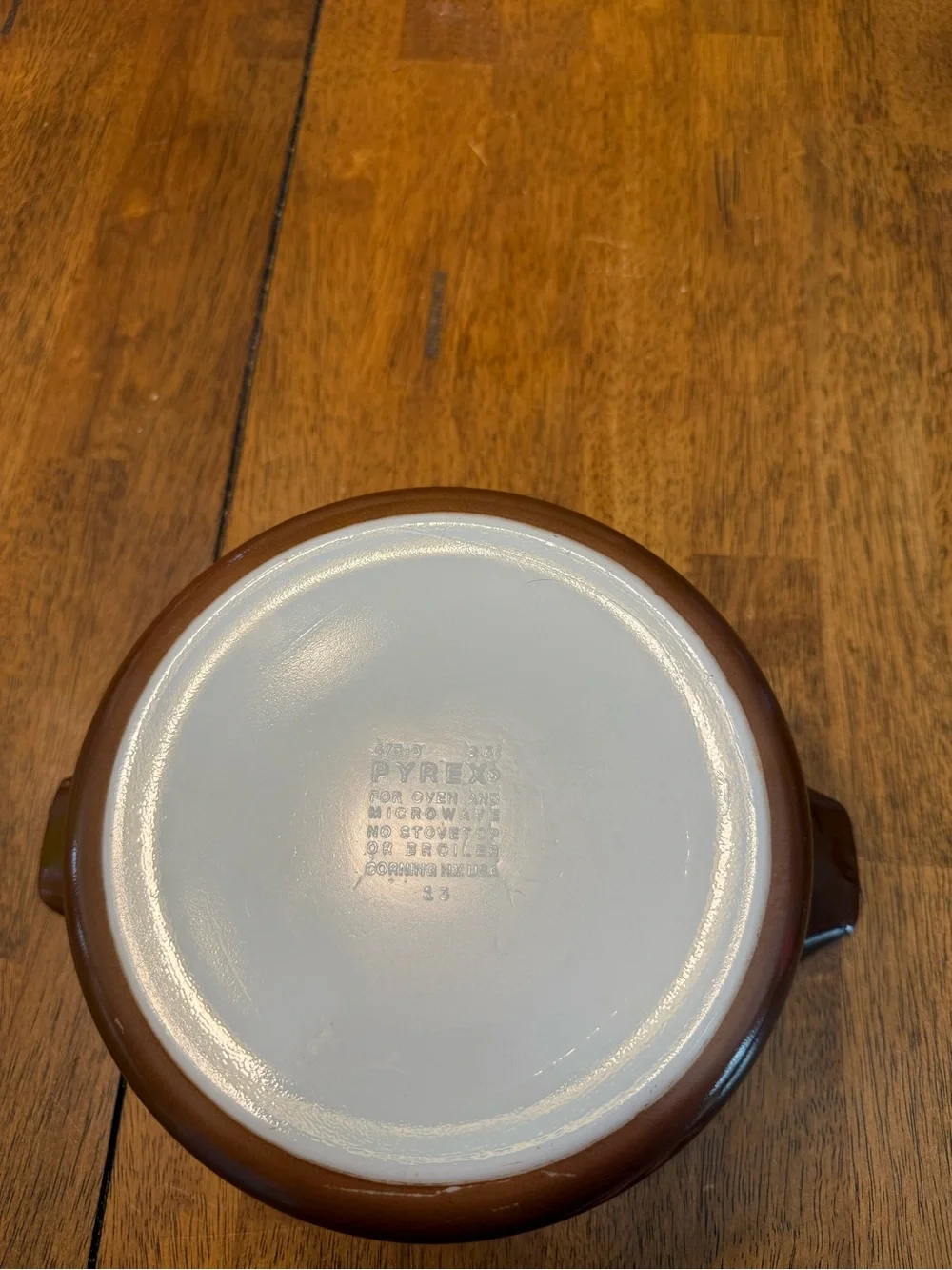 Pyrex Vintage-style Brown Floral Casserole Dish - White Interior